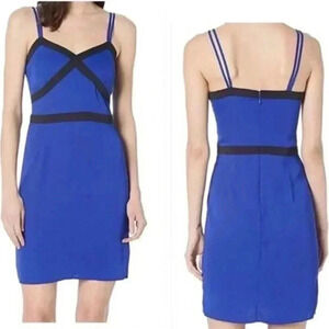 Bebe | Blue Surf The Web Fitted Sheath Cocktail Bodycon Dress Size 6 S Small NWT